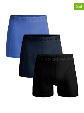 Muchachomalo 3er-Set: Boxershorts in Schwarz/ Dunkelblau/ Kobaltblau
