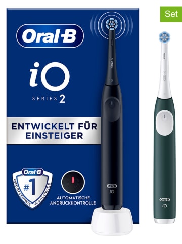Oral-B 2tlg. Set: Elektr. Zahnbürsten "iO Series 2" in Schwarz/Grün