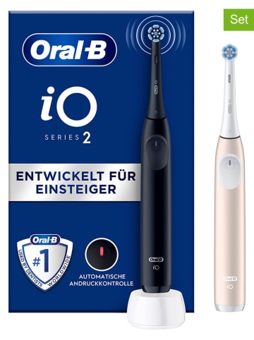 Oral-B 2tlg. Set: Elektr. Zahnbürsten "iO Series 2" in Schwarz/Rosa