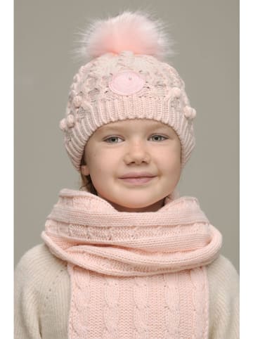 Le Chic 2-delige set: muts & sjaal "Raquel & Rory" lichtroze