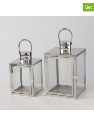 Boltze 2-delige set: lantaarns "Kiruna" zilverkleurig