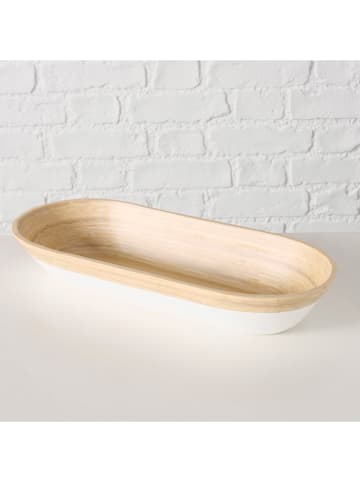Boltze Decoratieve schalen "Bambo" wit/beige - (B)45 x (H)6,5 x (D)15 cm