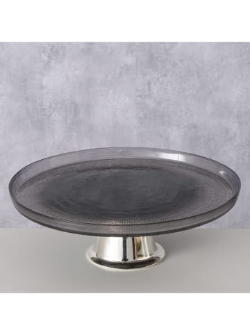 Boltze Taartplateau "Kalis" grijs/zilverkleurig - (H)10 x Ø 28 cm
