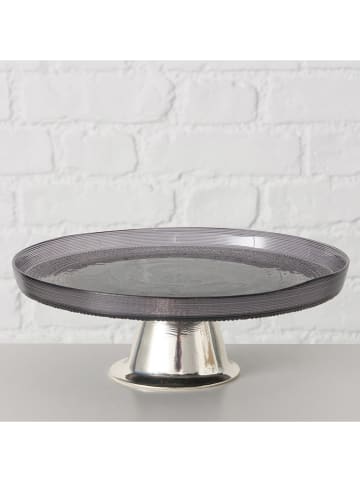 Boltze Taartplateau "Kalis" grijs/zilverkleurig - (H)7,5 x Ø 21 cm