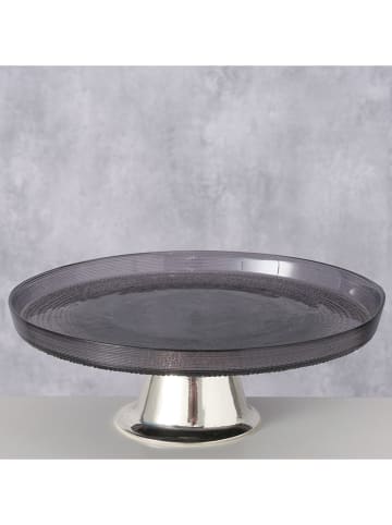 Boltze Taartplateau "Kalis" grijs/zilverkleurig - (H)7,5 x Ø 21 cm
