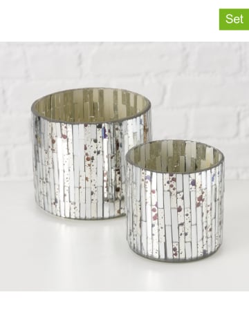 Boltze 2er-Set: Windlichter ''Diska'' in Silber