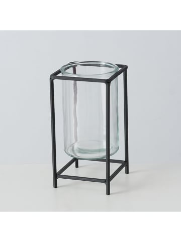 Boltze Windlicht "Sorina" zwart - (B)11 x (H)20 x (D)11 cm