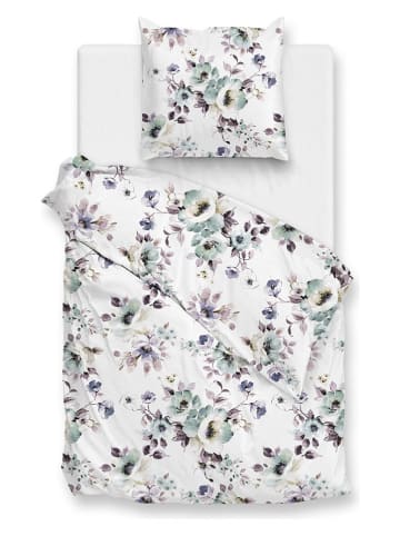 HNL Flanell-Bettwäsche-Set "Celia" in Weiß/ MInt