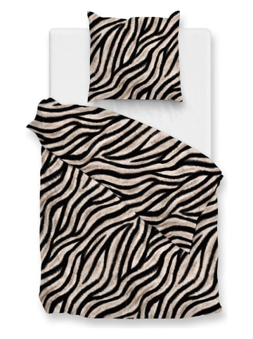 HNL Flanell-Bettwäsche-Set "Zebrato" in Creme/ Schwarz