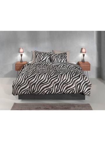 HNL Flanellen beddengoedset "Zebrato" crème/zwart
