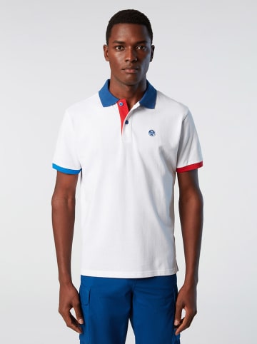 North Sails Poloshirt in Weiß/ Blau