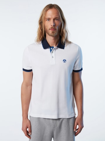 North Sails Poloshirt in Weiß/ Dunkelblau