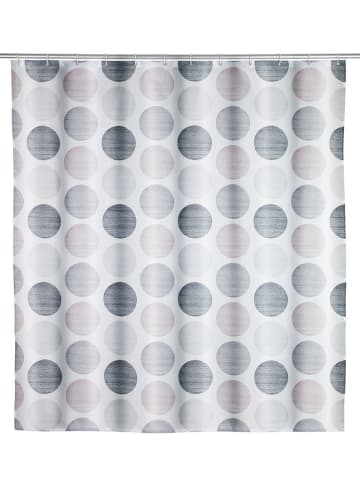 Wenko Duschvorhang "Dots" in Grau/ Rosa - (L)200 x (B)180 cm