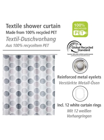 Wenko Duschvorhang "Dots" in Grau/ Rosa - (L)200 x (B)180 cm