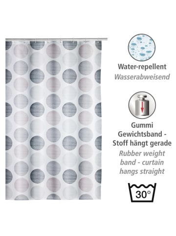 Wenko Duschvorhang "Dots" in Grau/ Rosa - (L)200 x (B)180 cm
