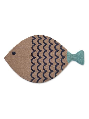 The Wild Hug Fußmatte ''Fish'' in Hellbraun/ Dunkelblau - (L)70 x (B)50 cm