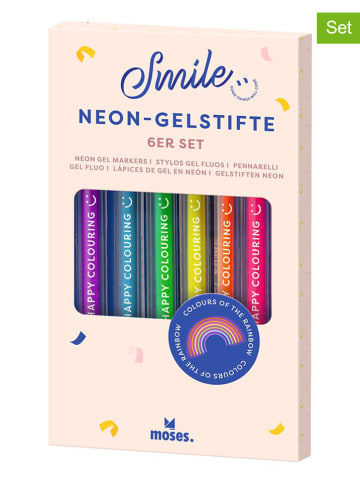 moses. 2-delige set: neongelstiften "Smile" meerkleurig - 2x 6 stuks