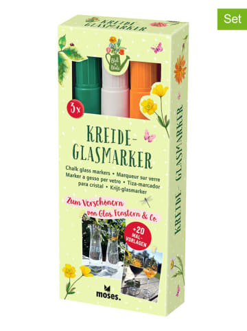 moses. 2er-Set: Kreide-Glasmarker "Blatt & Blüte" - 2x 3 Stück