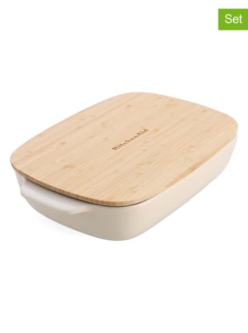 KitchenAid 2tlg. Set: Auflaufform in Creme - 3,8 l