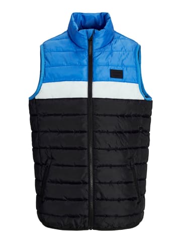 JACK & JONES Junior Kamizelka pikowana "Wing" w kolorze niebiesko-czarnym