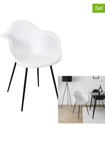 Rétro Chic 4-delige set: fauteuils "Gustav" wit - (B)62 x (H)85 x (D)59 cm