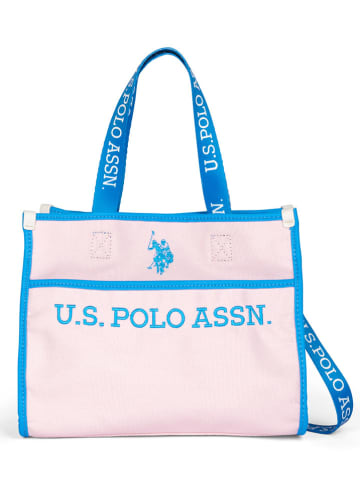 U.S. Polo Assn. Henkeltasche in Creme/ Blau - (B)27 x (H)22 x (T)13 cm