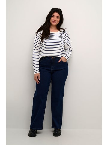 Kaffe Longsleeve "Winni" in Weiß/ Dunkelblau
