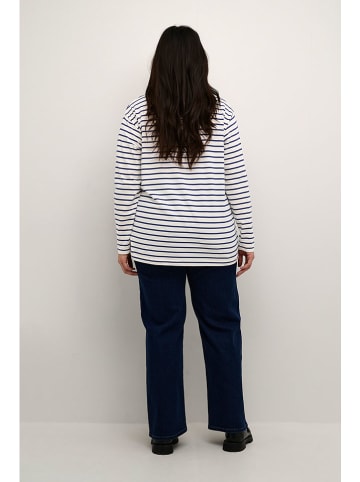 Kaffe Longsleeve "Winni" in Weiß/ Dunkelblau
