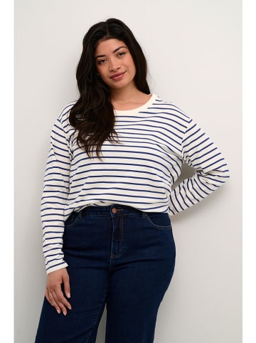 Kaffe Longsleeve "Winni" in Weiß/ Dunkelblau
