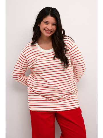 Kaffe Longsleeve "Winni" in Weiß/ Rot