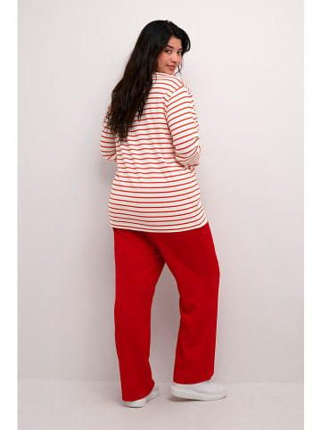 Kaffe Longsleeve "Winni" in Weiß/ Rot