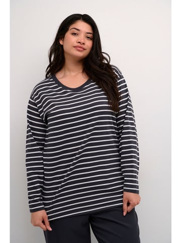 Kaffe Longsleeve "Winni" in Anthrazit/ Weiß