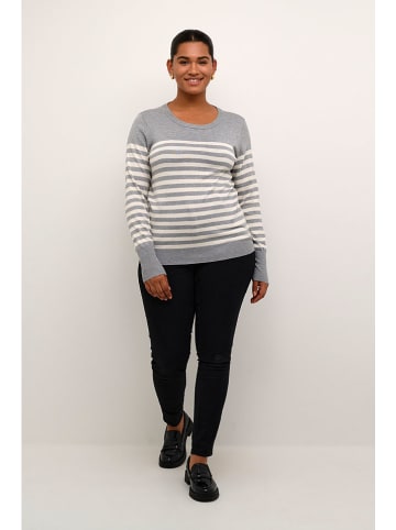 Kaffe Pullover "Lizzy" in Grau/ Weiß