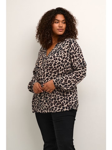KAFFE curve Bluse "Mirta Tilly" in Beige/ Schwarz