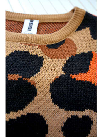 B.Nosy Pullover "Kris" in Hellbraun/ Schwarz/ Orange