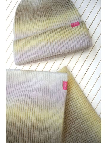 B.Nosy 2-delige set: muts & sjaal "Abbey" beige/grijs