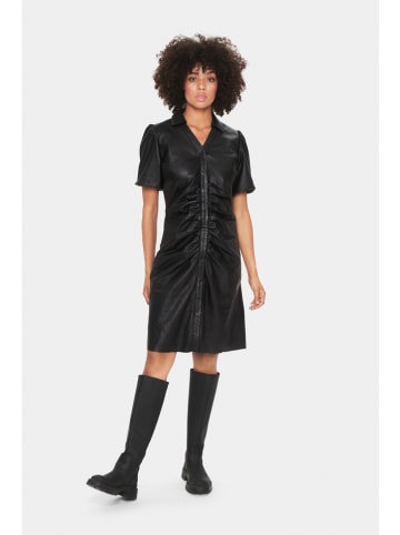 SAINT TROPEZ Leren jurk "Saint Tropez" zwart