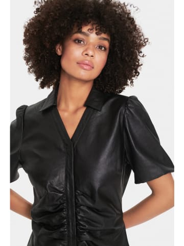 SAINT TROPEZ Leren jurk "Saint Tropez" zwart