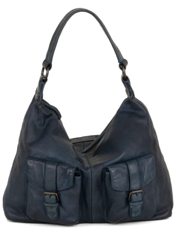 Just B Different Leder-Schultertasche "Albareto" in Dunkelblau - (B)35 x (H)30 x (T)10 cm