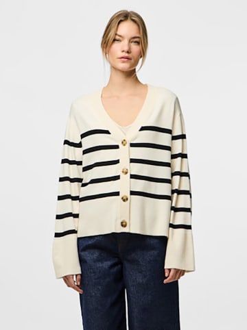 Pieces Cardigan in Creme/ Schwarz