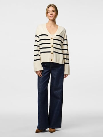 Pieces Cardigan in Creme/ Schwarz