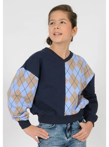 Blue Effect Sweatshirt in Dunkelblau/ Beige