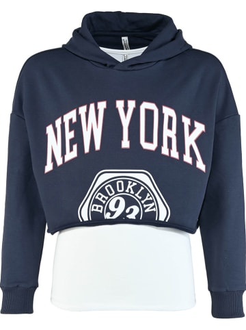 Blue Effect Hoodie mit Top in Dunkelblau/ Weiß