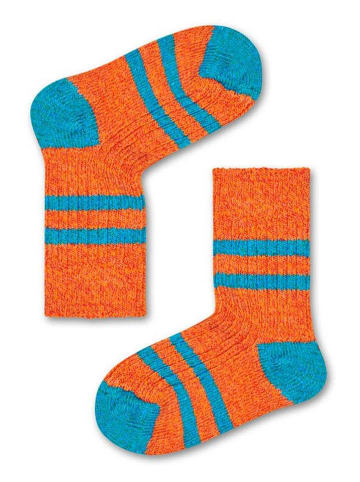 Happy Socks Skarpety "Stripe" w kolorze pomarańczowo-niebieskim