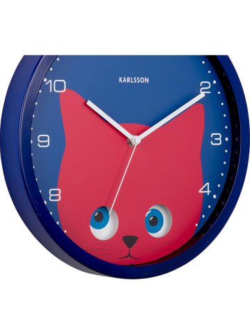 Karlsson Wandklok "Cat" blauw/rood - Ø 30,8 cm