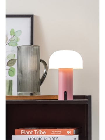 Leitmotiv Ledtafellamp "Luca" lichtroze/wit - (H)22,5 x Ø 15 cm