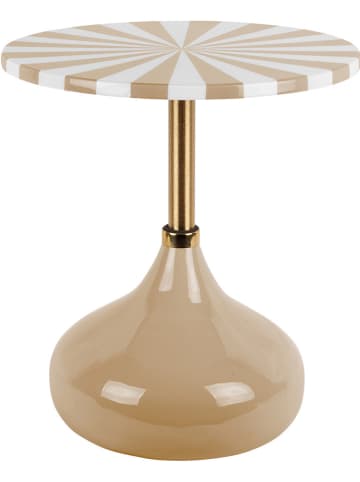 Leitmotiv Bijzettafel "Candy Swirl" lichtbruin/wit - (H)47 x Ø 41 cm
