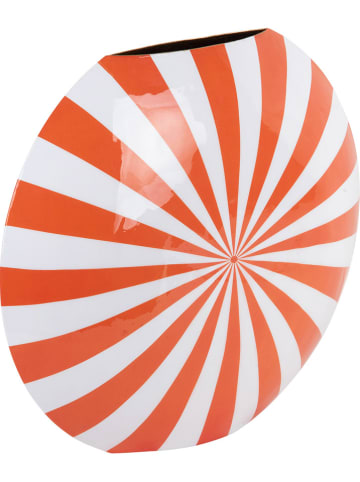 Present Time Vaas "Candy Swirl" oranje/wit - (H)35 cm