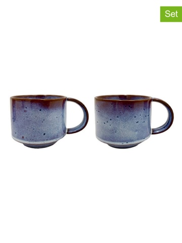 OYOY living design 2er-Set: Kaffeetassen "Yuka" in Blau - (B)8 x (H)7,5 x (L)11 cm