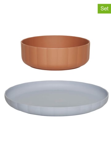 OYOY mini 2-delige eetleerset "Pullo" lichtbruin/lichtblauw -vanaf 12 maanden